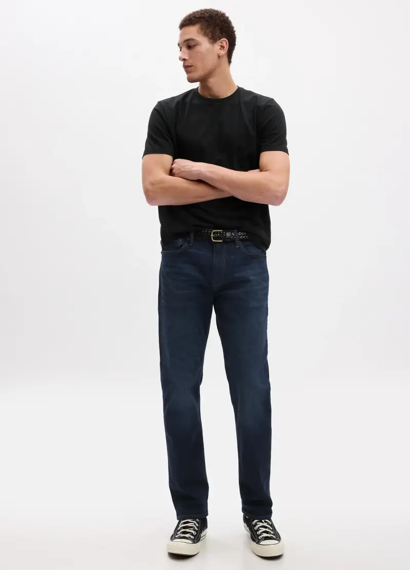 Jeans Straight Fit A Vita Media, Uomo, Denim