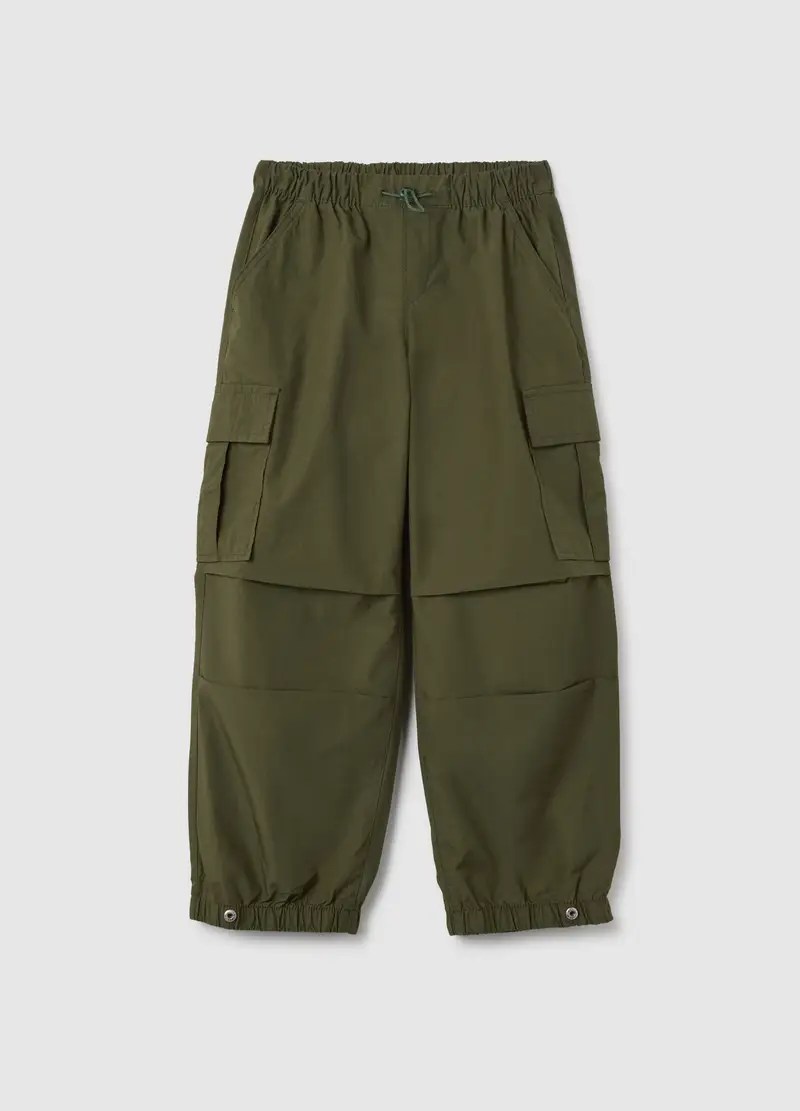 GAP - Joggers cargo in cotone con coulisse, Bambina, Verde militare, Taglia L/137-145