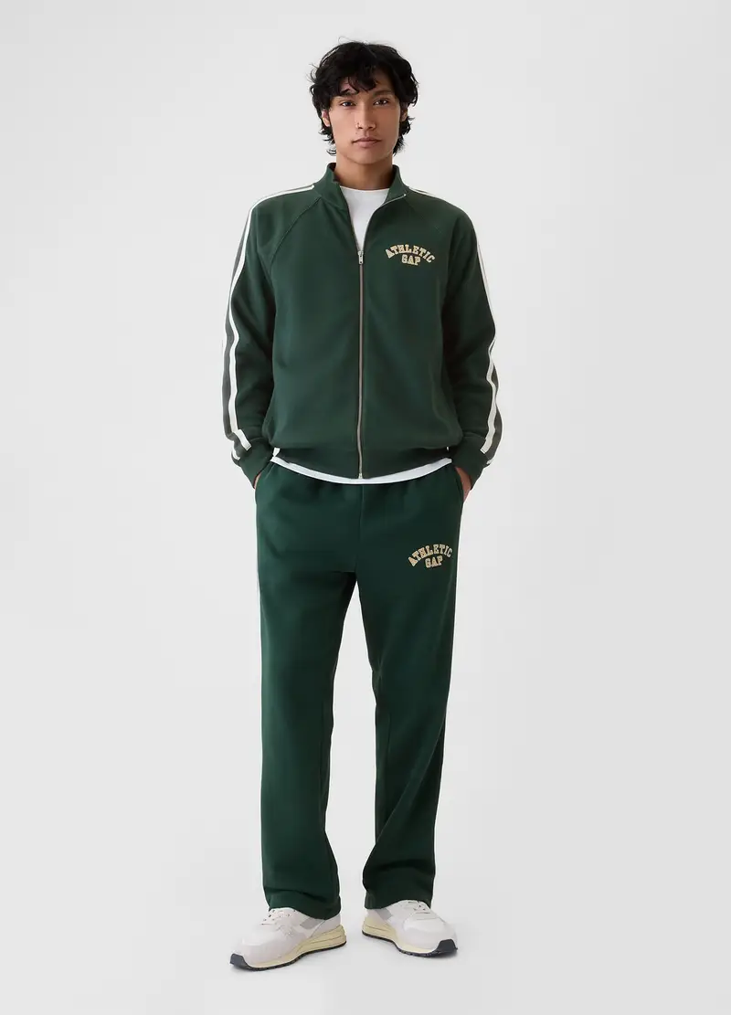 Joggers Con Bande Rigate Ricamo Logo Athletic, Uomo, Verde