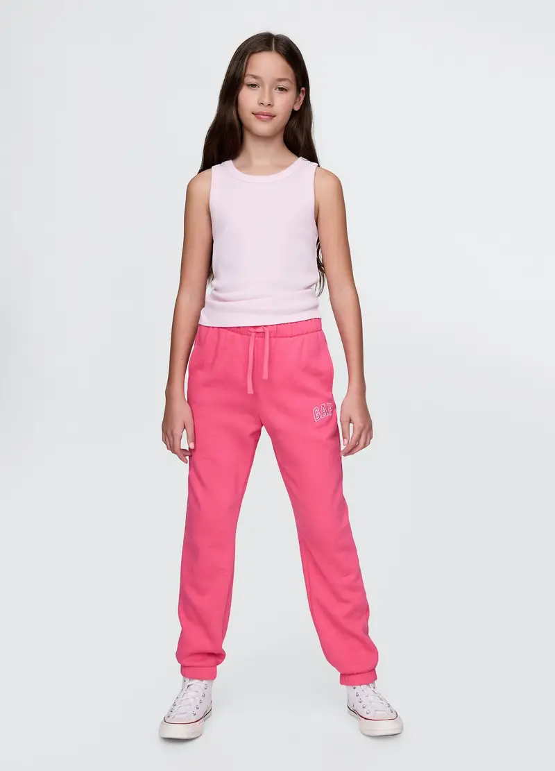 Joggers con logo in misto cotone regular fit, Bambina, Rosa fuxia