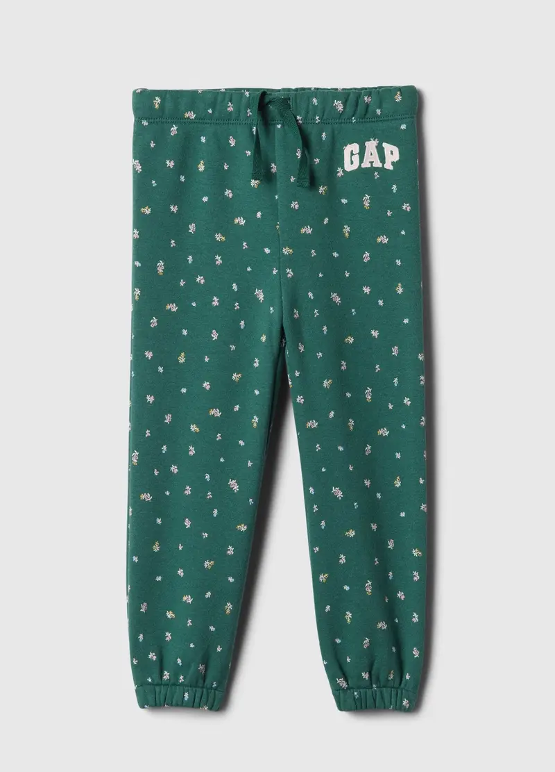 GAP - Joggers floreale con coulisse e ricamo logo, , Verde, Taglia 6-12M/69-74