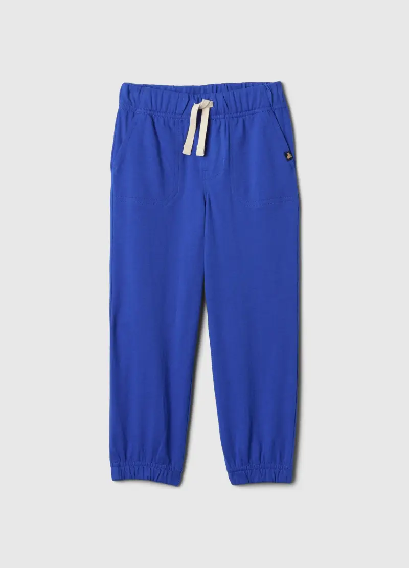 Joggers in felpa con coulisse e profili elasticati, , Blu royal