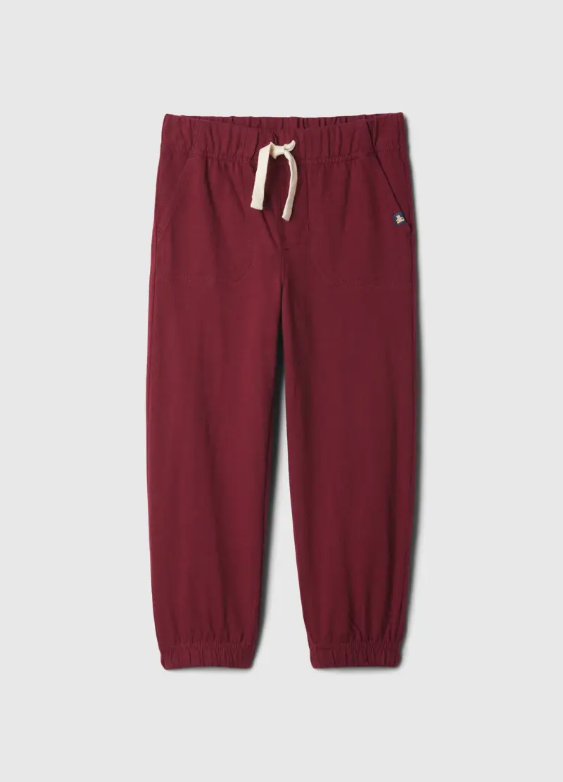Joggers in felpa con coulisse e profili elasticati, , Rosso bordeaux