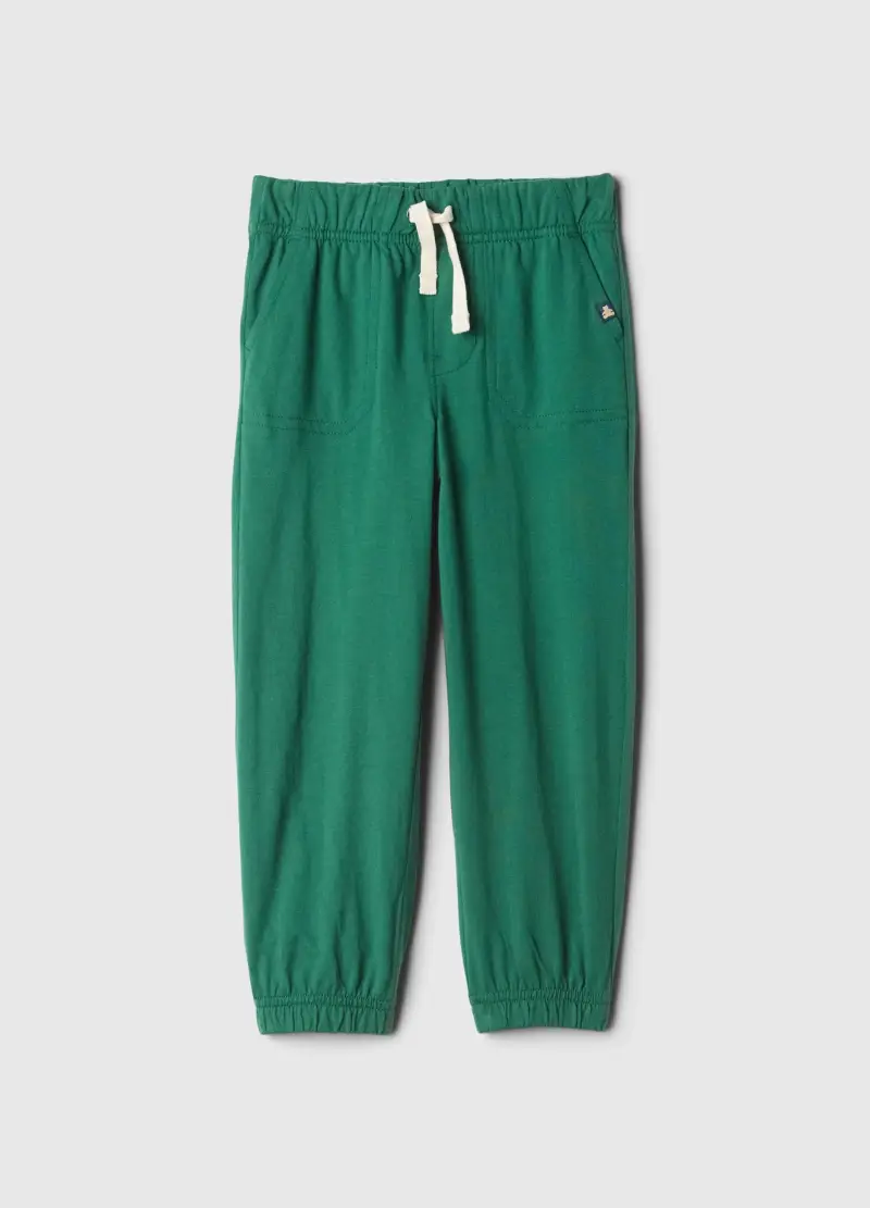 Joggers in felpa con coulisse e profili elasticati, , Verde foglia