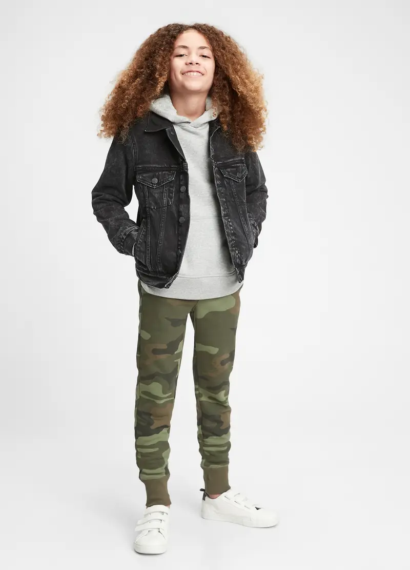 GAP - Joggers in felpa con ricamo logo, Bambino, Marrone/Verde, Taglia XS/99-114