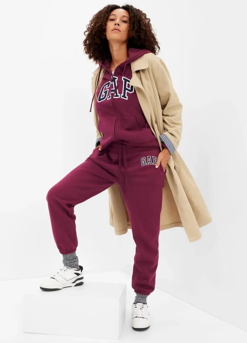 Joggers In Felpa Con Ricamo Logo, Donna, Rosso