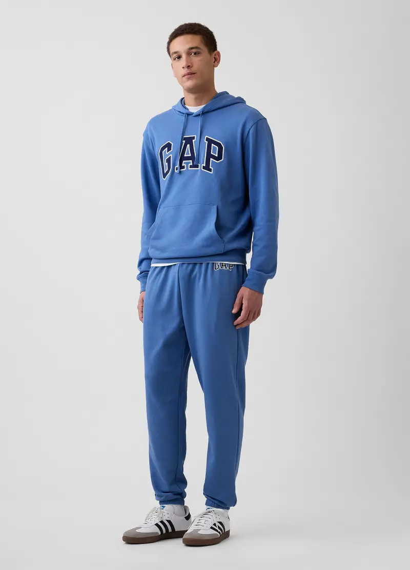 Joggers In Misto Cotone Con Logo, Uomo, Blu