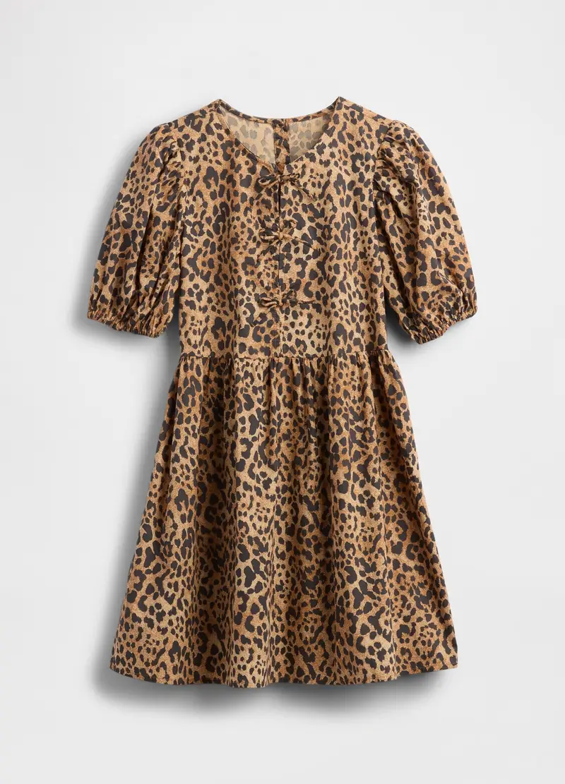 Abito Con Stampa Leopardata, Bambina, Beige miniatura 3