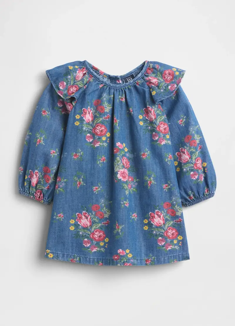 Abito Denim Con Stampa Floreale, Unisex, Denim