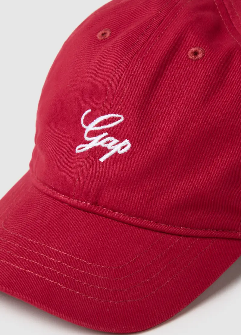 Berretto Da Baseball In Denim Ricamo Logo, Bambino, Rosso miniatura 3