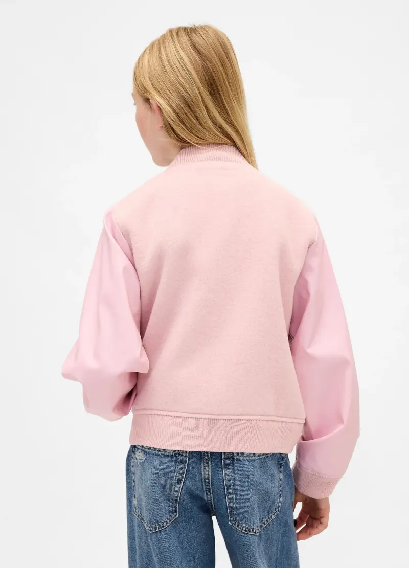 Bomber Rosa In Misto Lana E Fibre Sintetiche, Bambina, Rosa miniatura 2