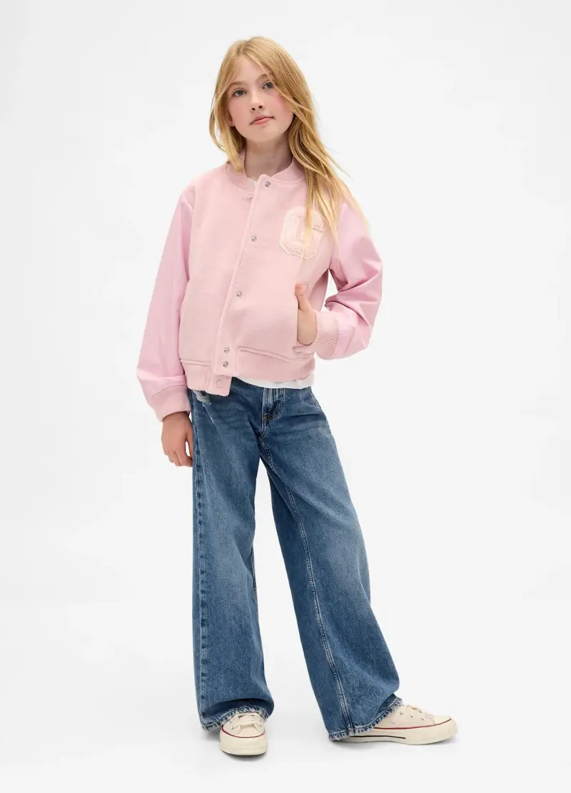 Bomber Rosa In Misto Lana E Fibre Sintetiche, Bambina, Rosa miniatura 3