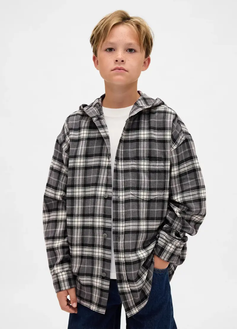 Gap Kids Maglia A Quadri Grigia Bambino in Cotone