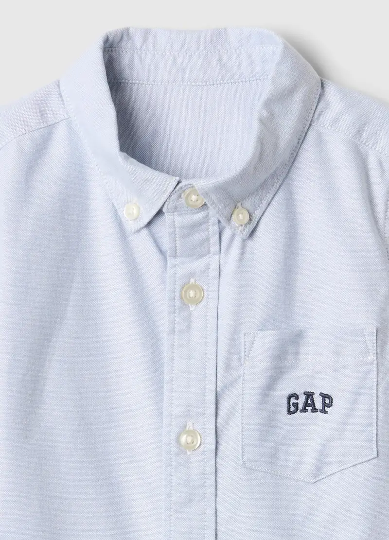 Camicia Elasticizzata A Maniche Lunghe, Unisex, Azzurro miniatura 3