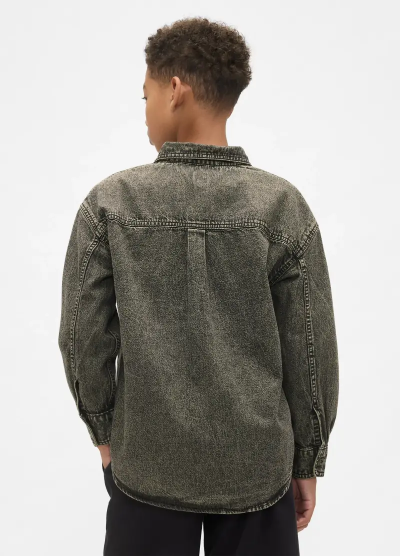 Camicia Verde A Maniche Lunghe In Cotone, Bambino, Verde miniatura 2