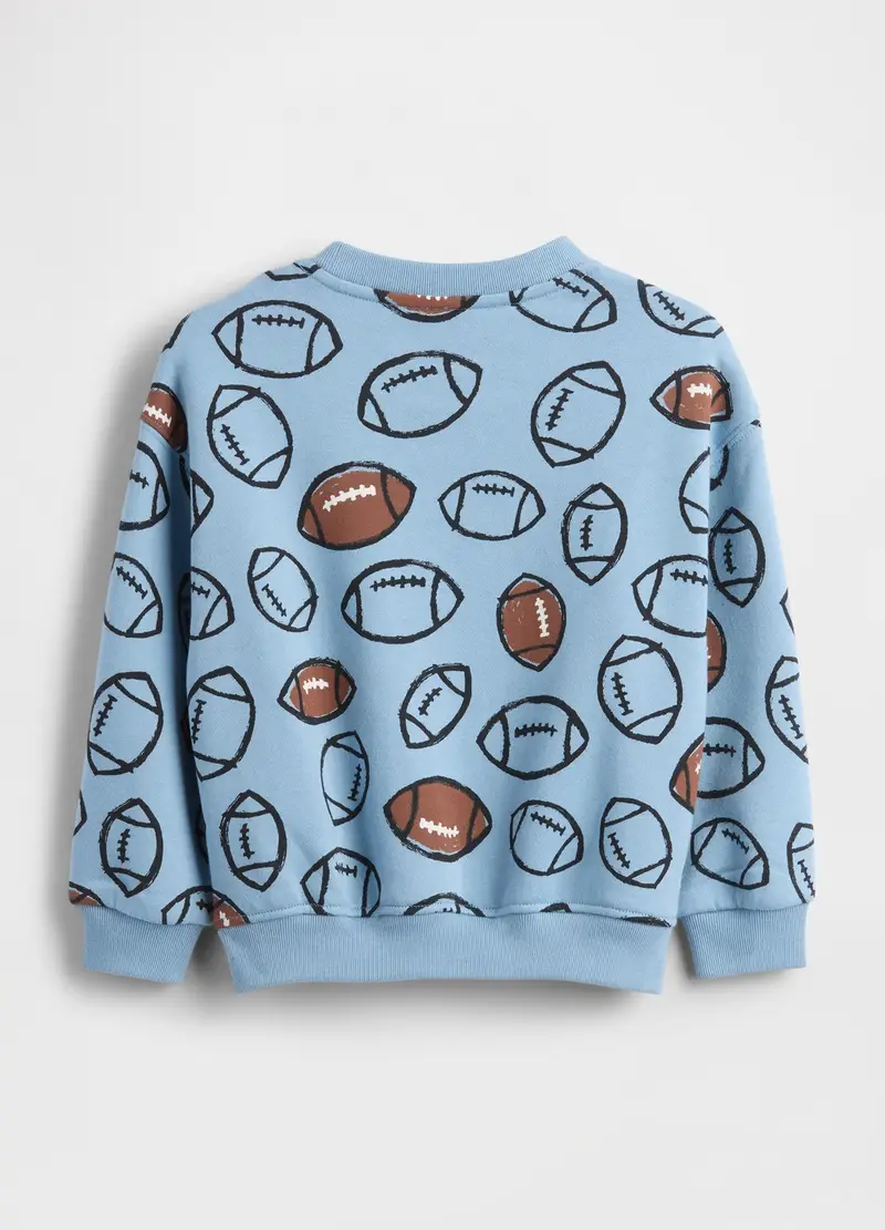 Felpa Azzurra A Girocollo Con Stampa Football, Bambino, Denim miniatura 2