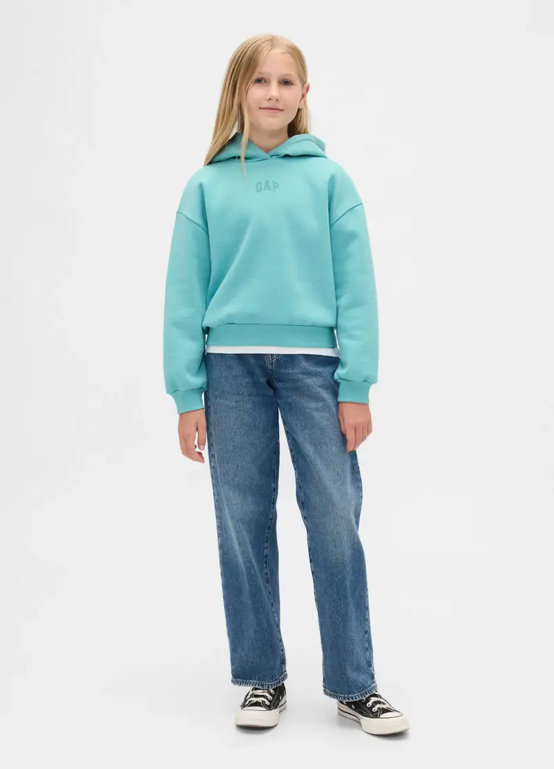 Felpa Azzurra Con Cappuccio, Bambina, Azzurro miniatura 3