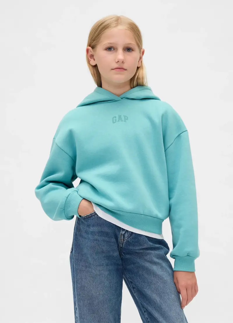 Felpa Azzurra Con Cappuccio, Bambina, Azzurro