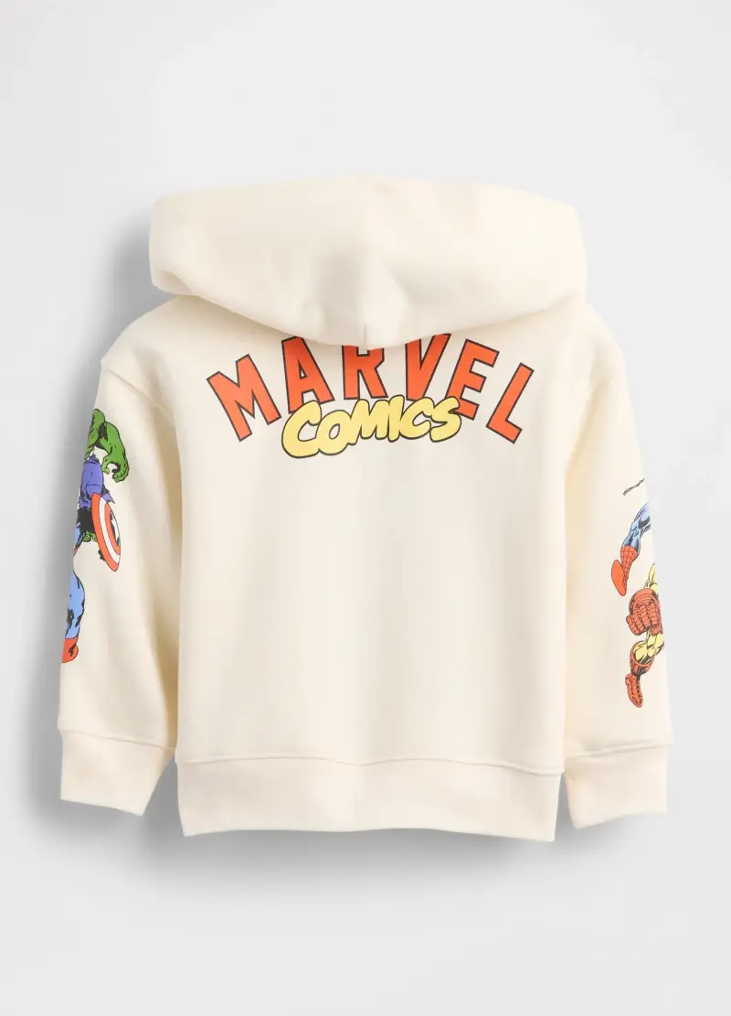 Felpa Beige In Cotone Marvel, Bambino, Bianco miniatura 2