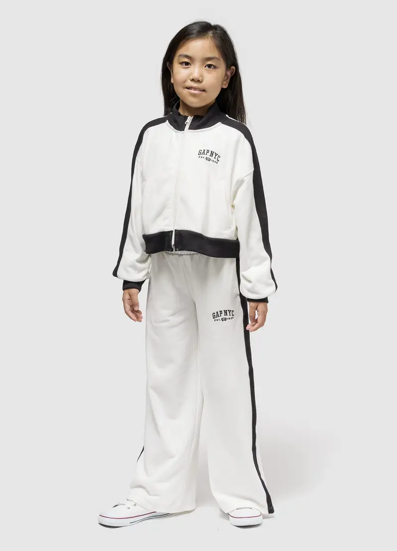 Felpa Bianca Con Zip Completa In Cotone, Bambina, Bianco miniatura 2