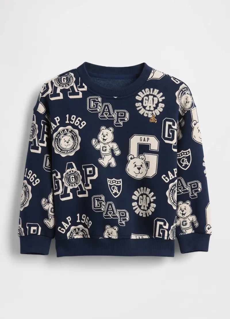 Felpa Blu A Girocollo Con Stampa Orsetti, Bambino, Blu