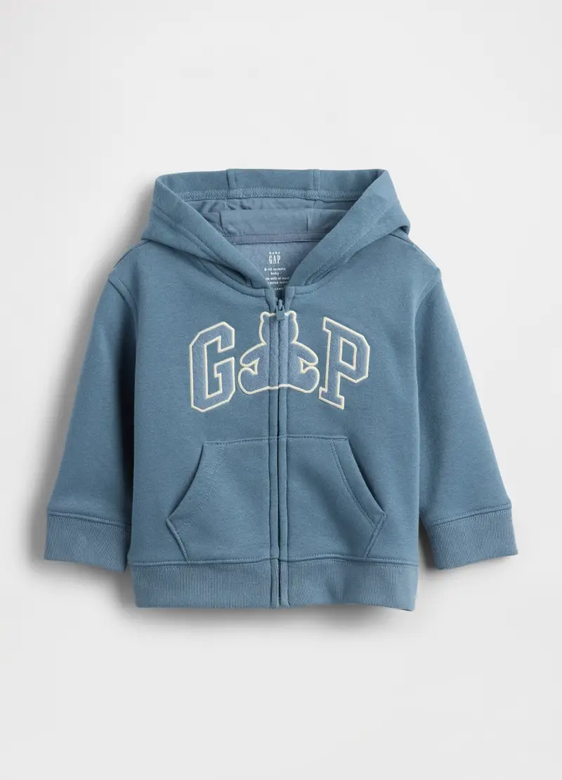Felpa Blu Con Cappuccio E Zip Intera, Unisex, Blu
