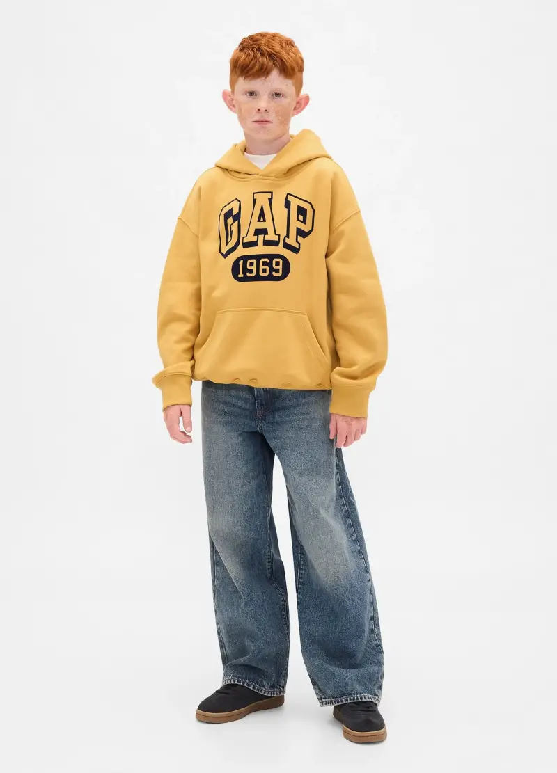 Felpa Con Cappuccio, Bambino, Giallo miniatura 3