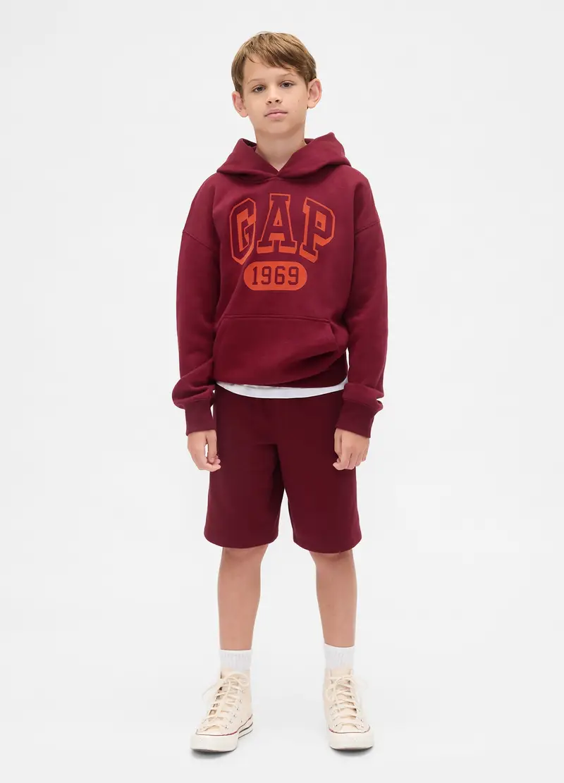 Felpa Con Cappuccio E Logo, Bambino, Rosso miniatura 3