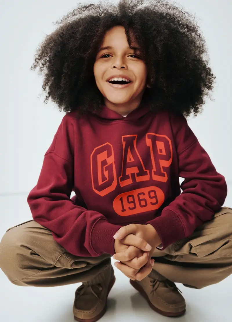 Felpa Con Cappuccio E Logo, Bambino, Rosso