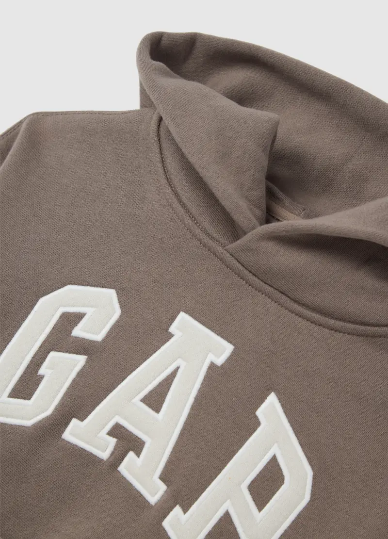 Felpa Con Cappuccio E Logo, Unisex, Marrone miniatura 3