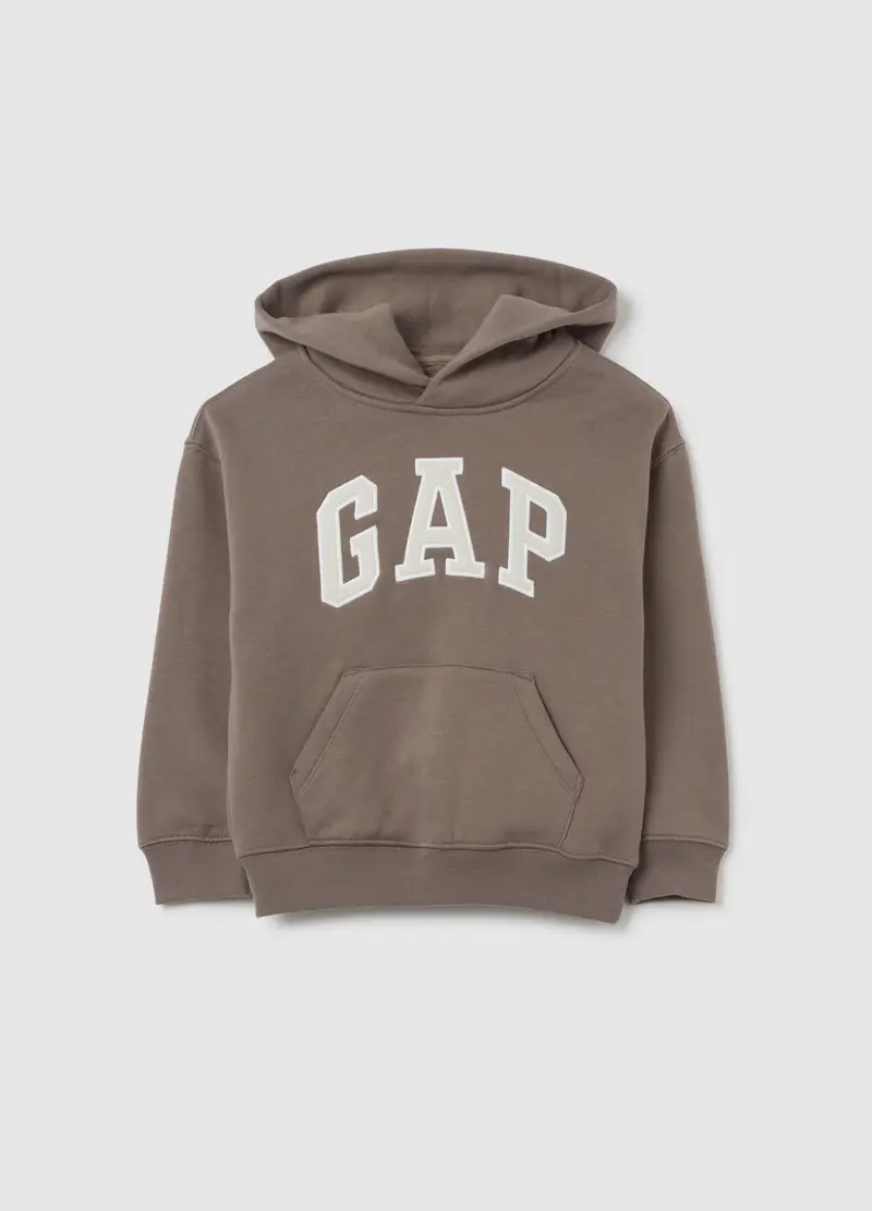 Felpa Con Cappuccio E Logo, Unisex, Marrone