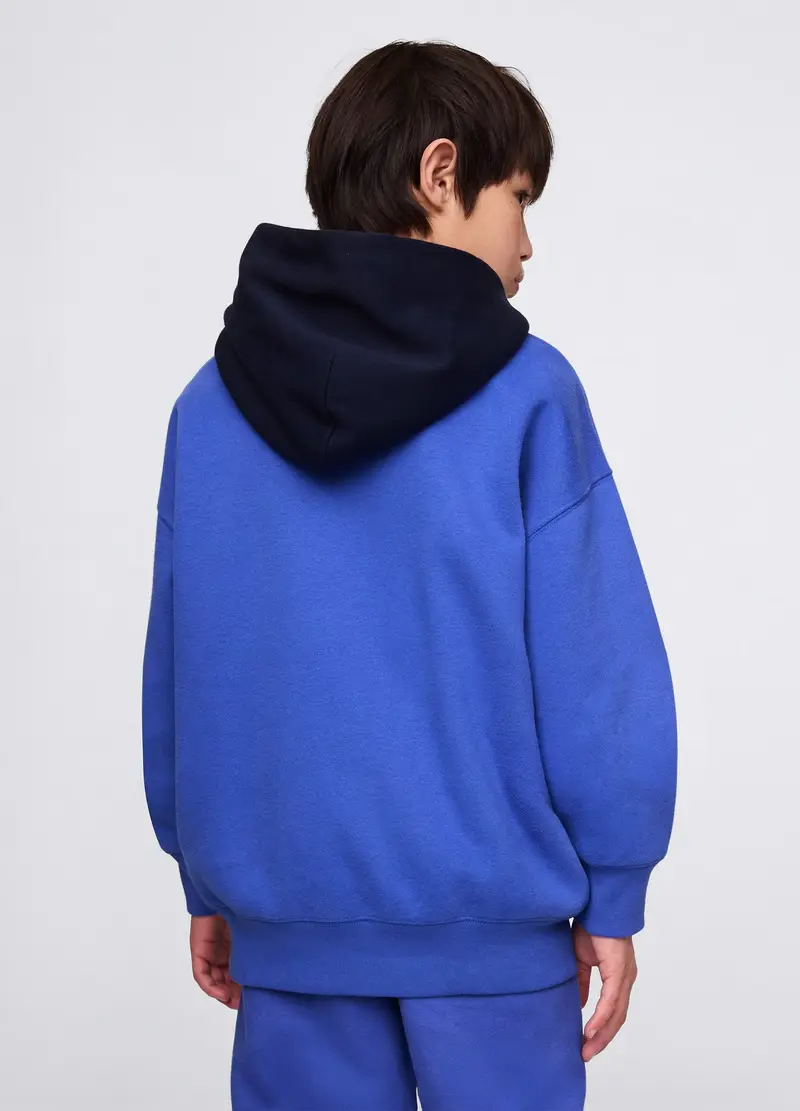 Felpa Con Cappuccio E Ricamo Logo, Bambino, Blu miniatura 2
