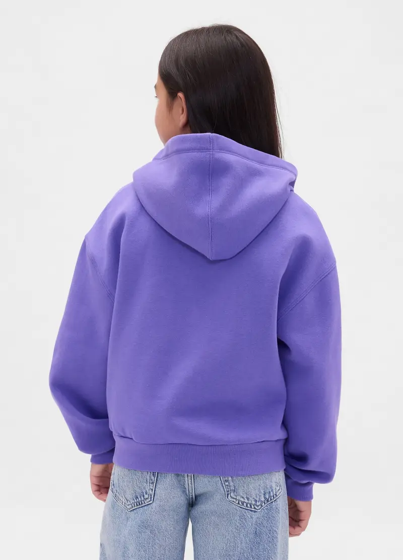 Felpa Con Cappuccio E Zip, Bambina, Viola miniatura 3