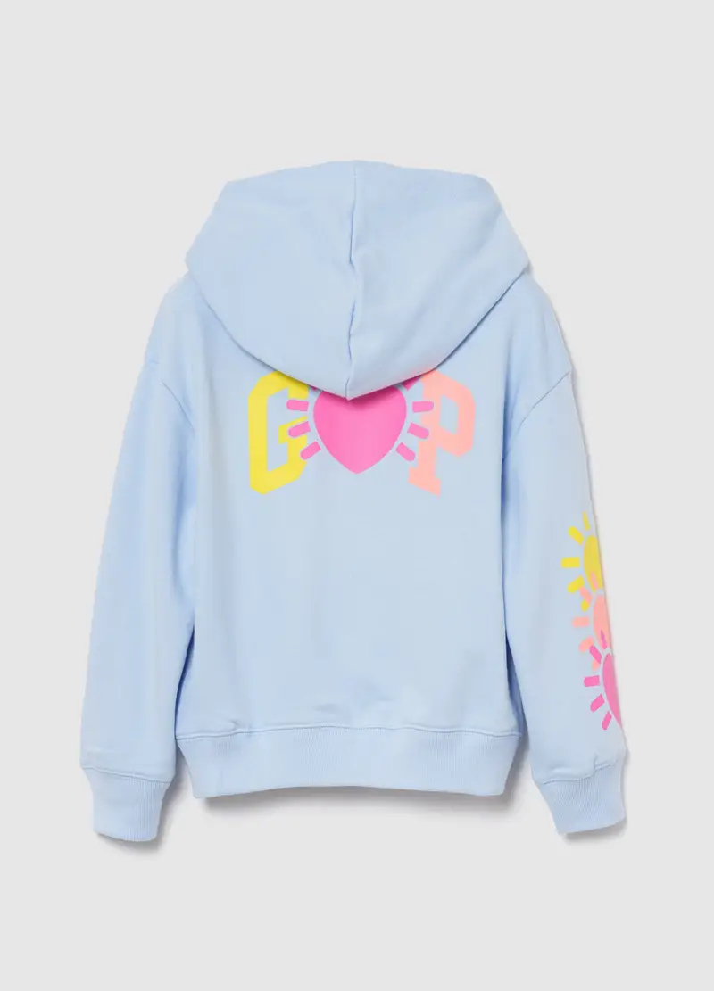 Felpa Con Logo E Cappuccio In Misto Cotone, Bambina, Azzurro miniatura 2