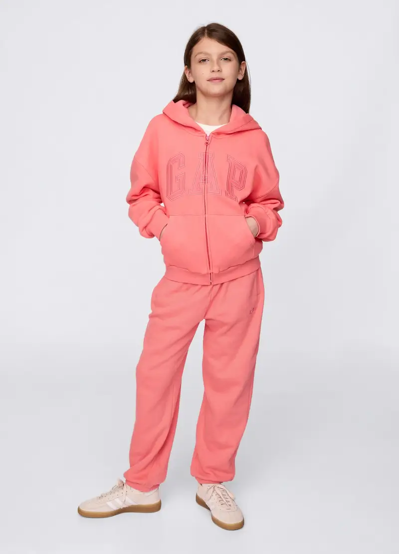 Felpa Full Zip Con Logo, Bambina, Rosa miniatura 2
