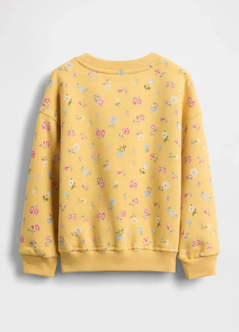 Felpa Gialla Con Fiori E Logo, Unisex, Giallo miniatura 2