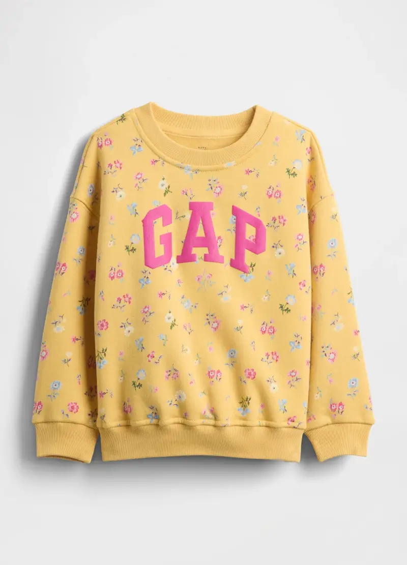 Felpa Gialla Con Fiori E Logo, Unisex, Giallo