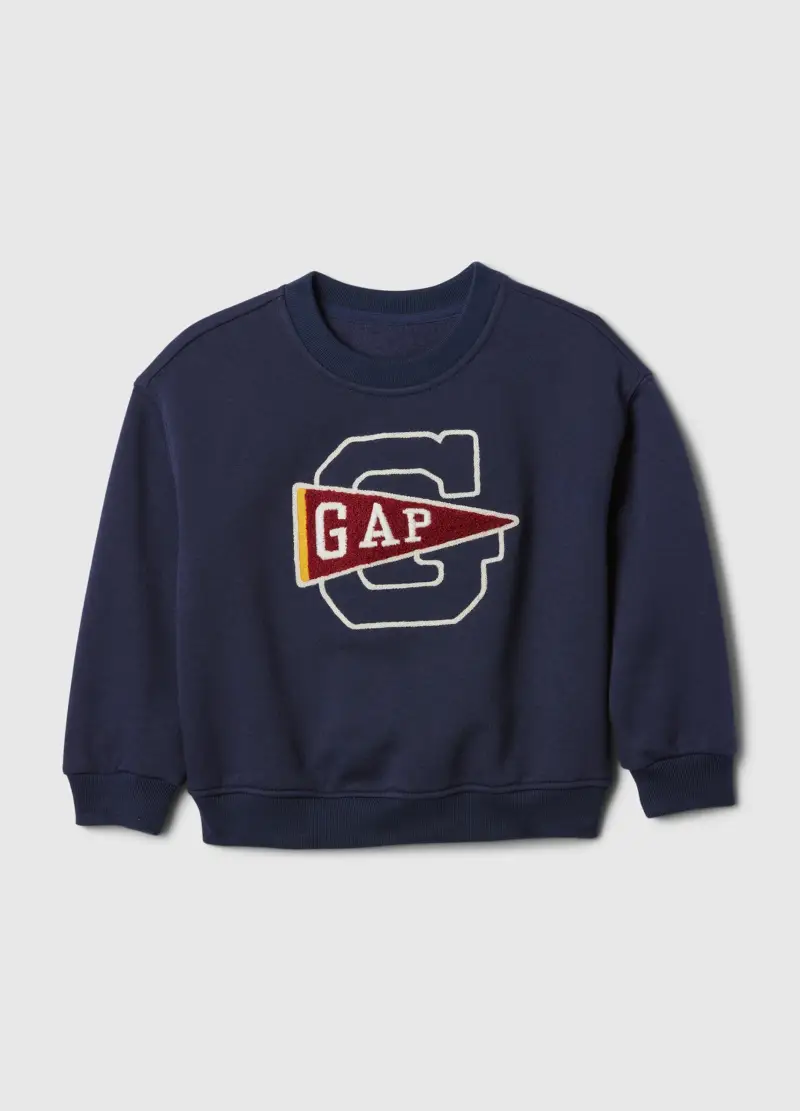 Gap Kids Felpa Unisex Blu in Cotone con Ricamo Logo e Bandierina