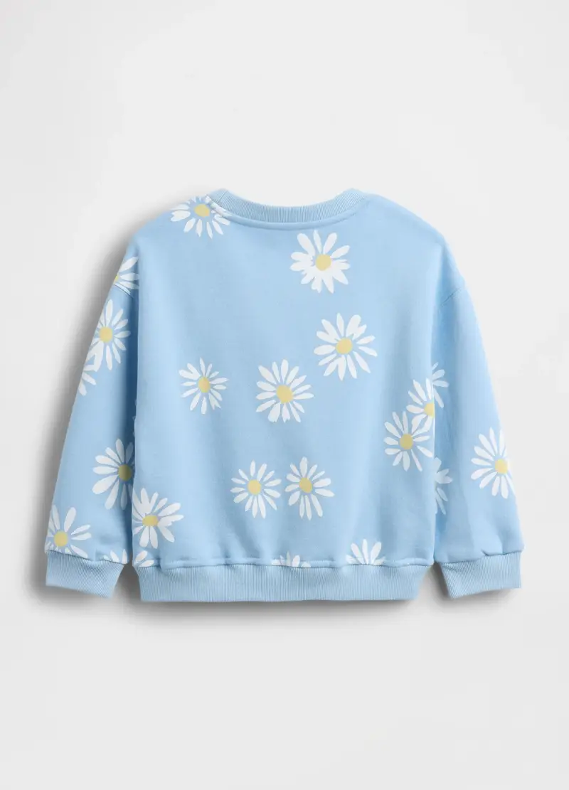 Felpa In Misto Cotone Azzurra Da Neonata Regular Fit Con Margherite, Bambina, Azzurro miniatura 2