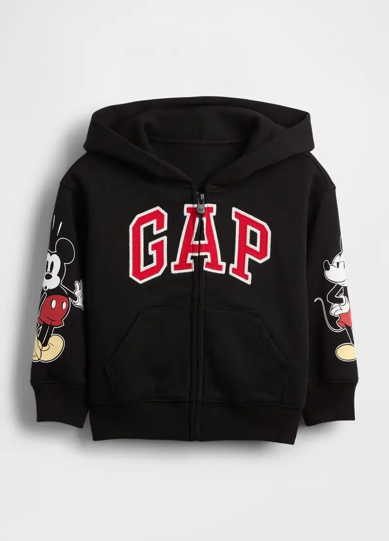 Felpa Nera Con Cappuccio E Zip Mickey Mouse, Bambino, Nero