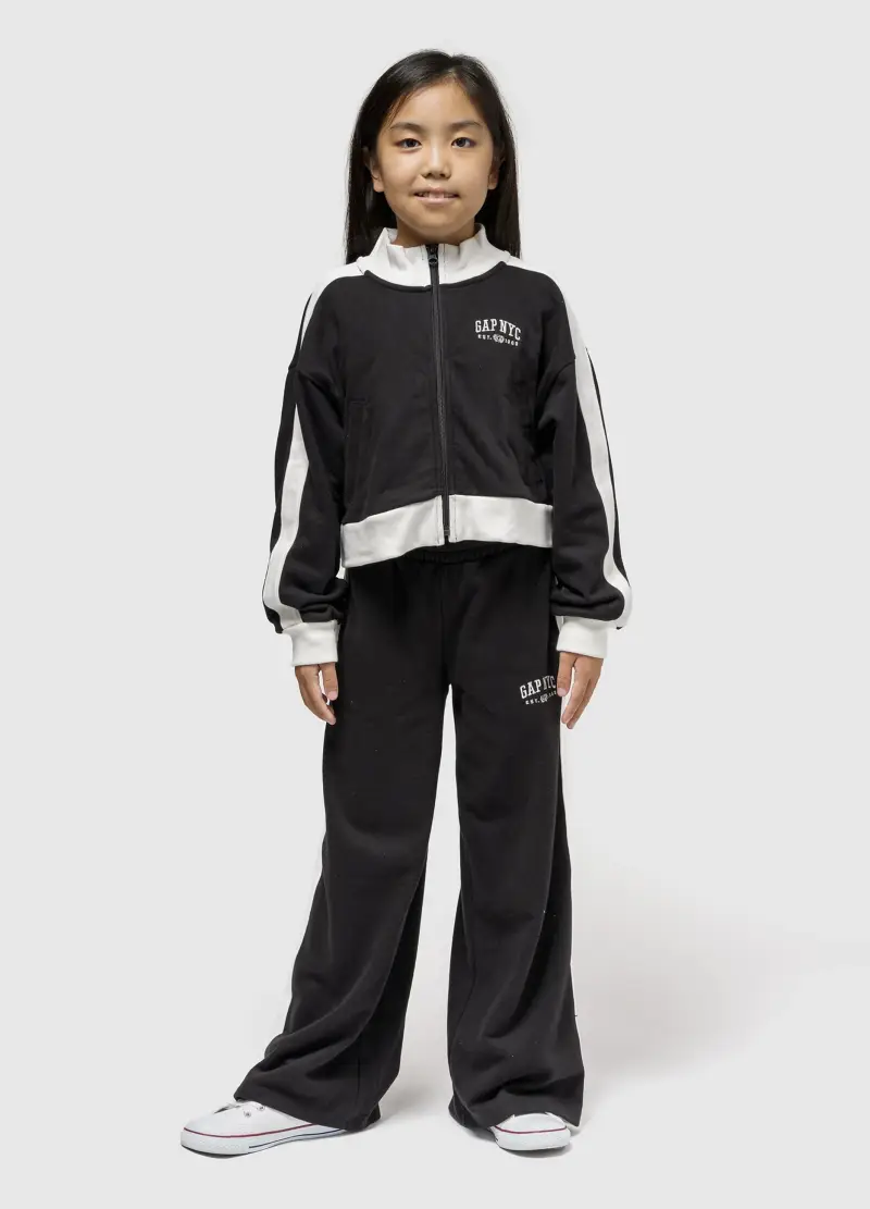 Felpa Nera In Cotone, Bambina, Nero miniatura 2