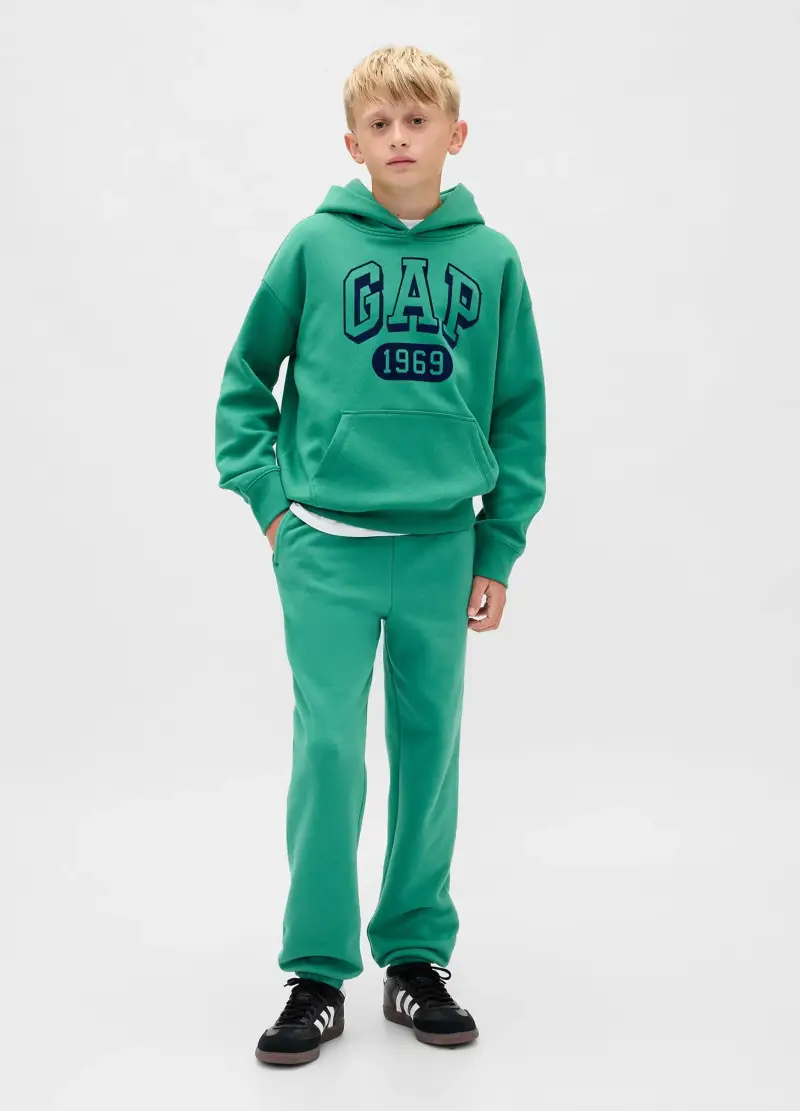 Felpa Verde Con Cappuccio Per Bambino, Verde miniatura 3