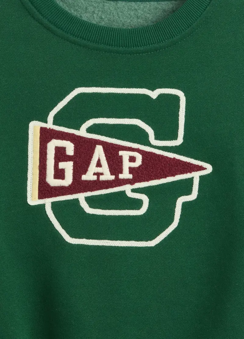 Felpa Verde In Cotone Con Collo Tondo, Bambino, Verde miniatura 3