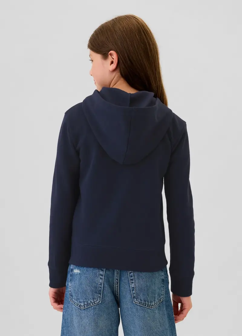 Full-zip Con Cappuccio E Ricamo Logo, Bambina, Blu miniatura 3