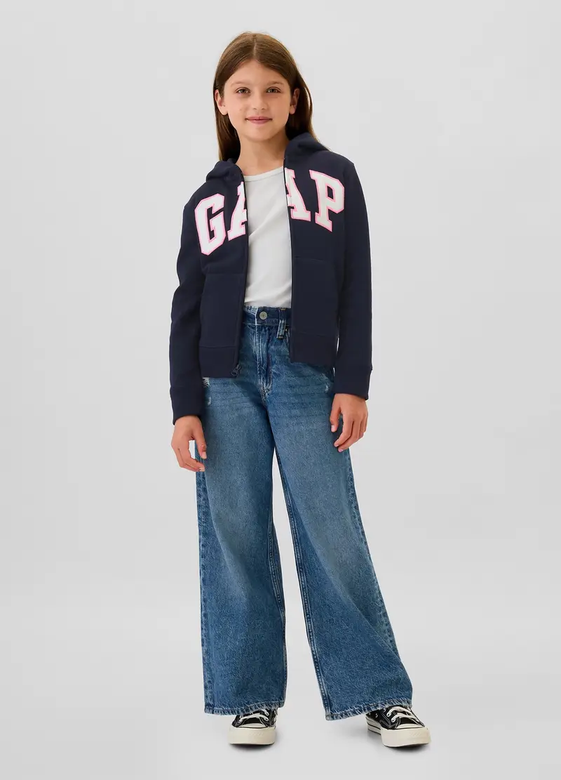 , Full-zip Con Cappuccio E Ricamo Logo, Bambina, Blu miniatura 2