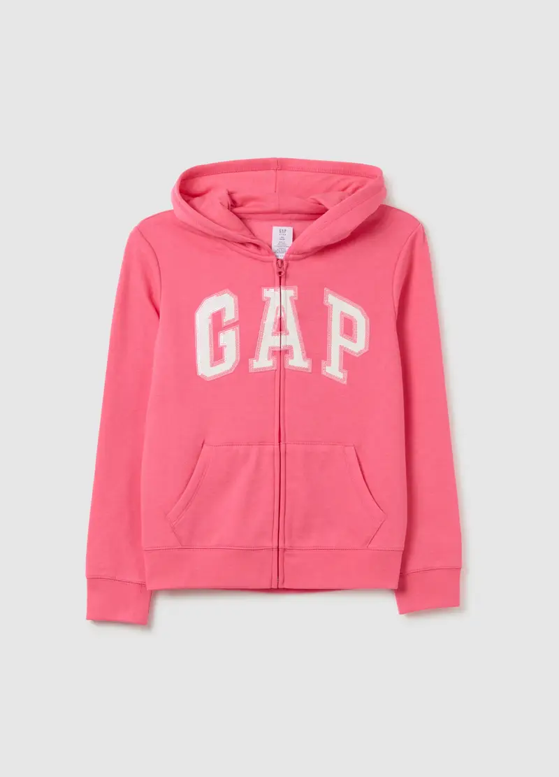 Full-zip In Felpa Con Patch Logo, Bambina, Rosa