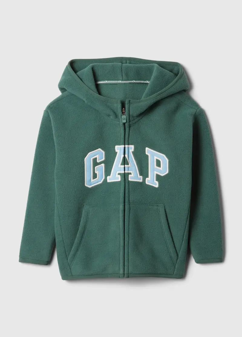 Gap Kids Full-zip in Pile Verde Unisex con Cappuccio e Ricamo Logo