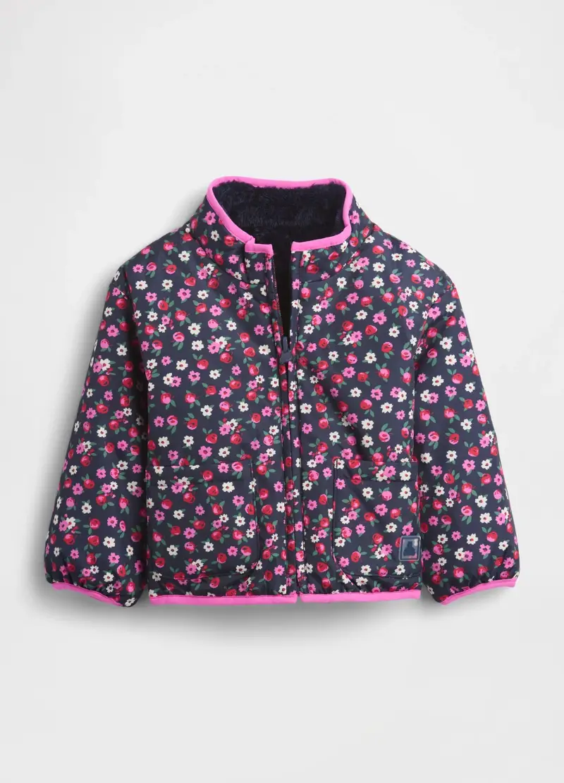 Giacca Blu Fiori Per Bambina, Unisex, Nero miniatura 3