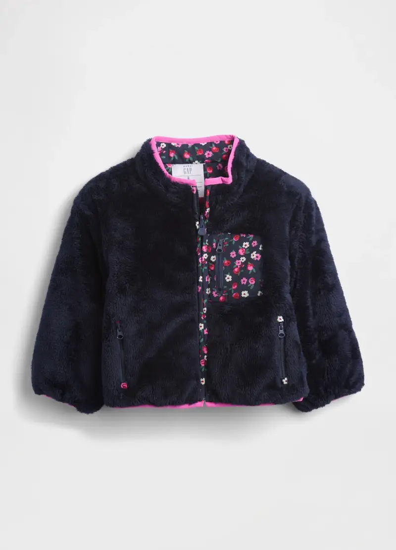 Giacca Blu Fiori Per Bambina, Unisex, Nero