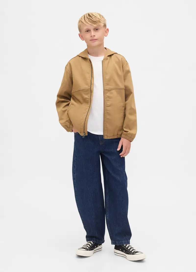 Giacca Con Cappuccio In Misto Cotone, Bambino, Beige miniatura 3